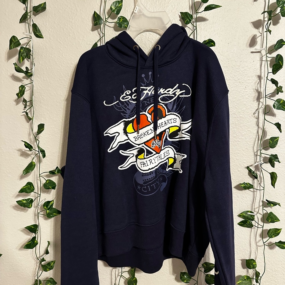 Ed Hardy Dark Blue Graphic Men's Sweater
